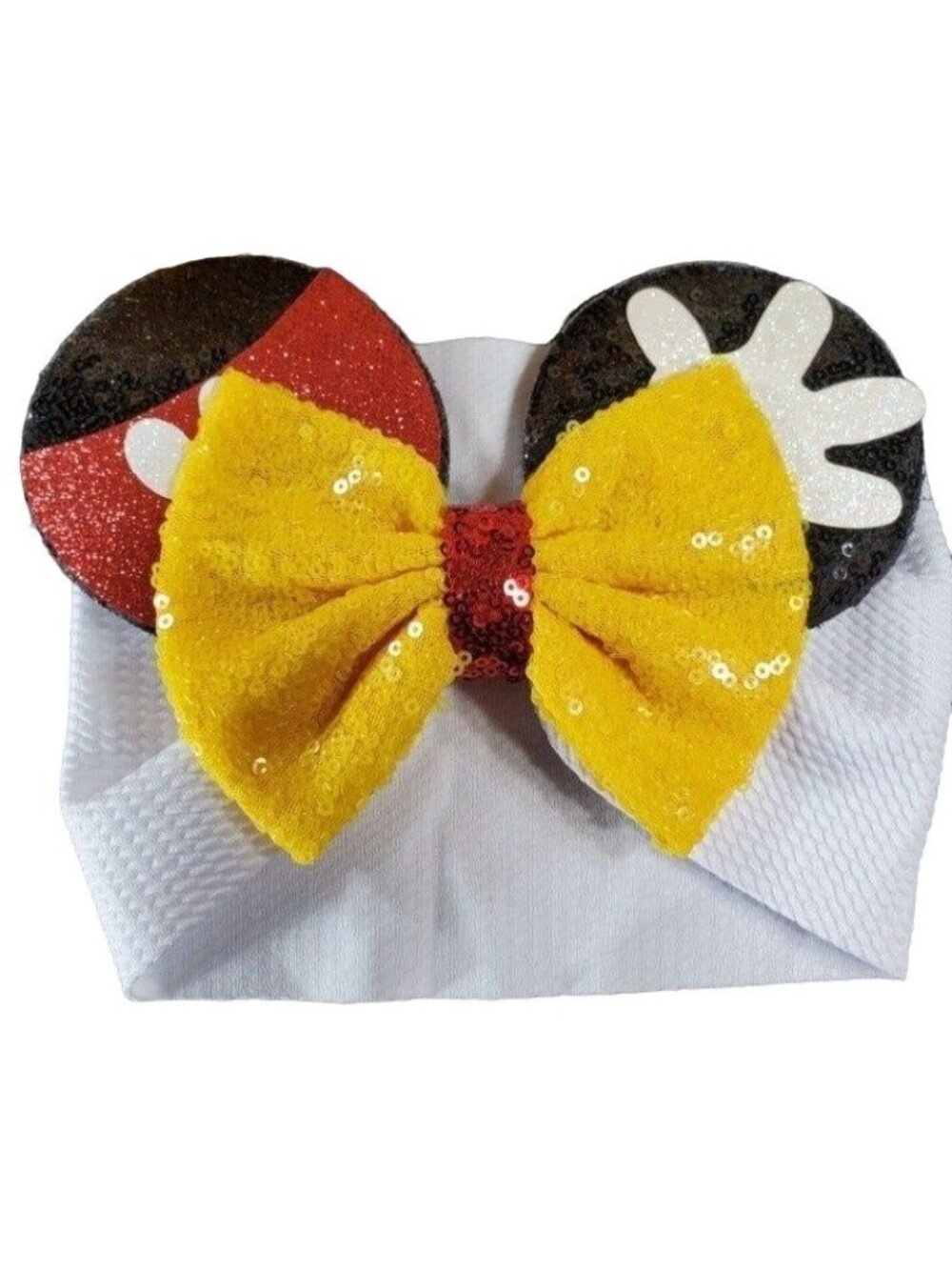 Mickey Mouse Ears Headband Turban Sequins Hair Bow Spa Head Wrap Hair Care Baby